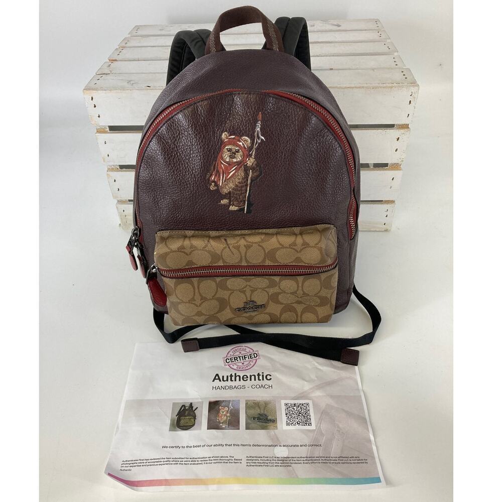 COACH 88014 MEDIUM RARE STAR WARS BROWN LEATHER BACKPACK - Picture 2 of 16